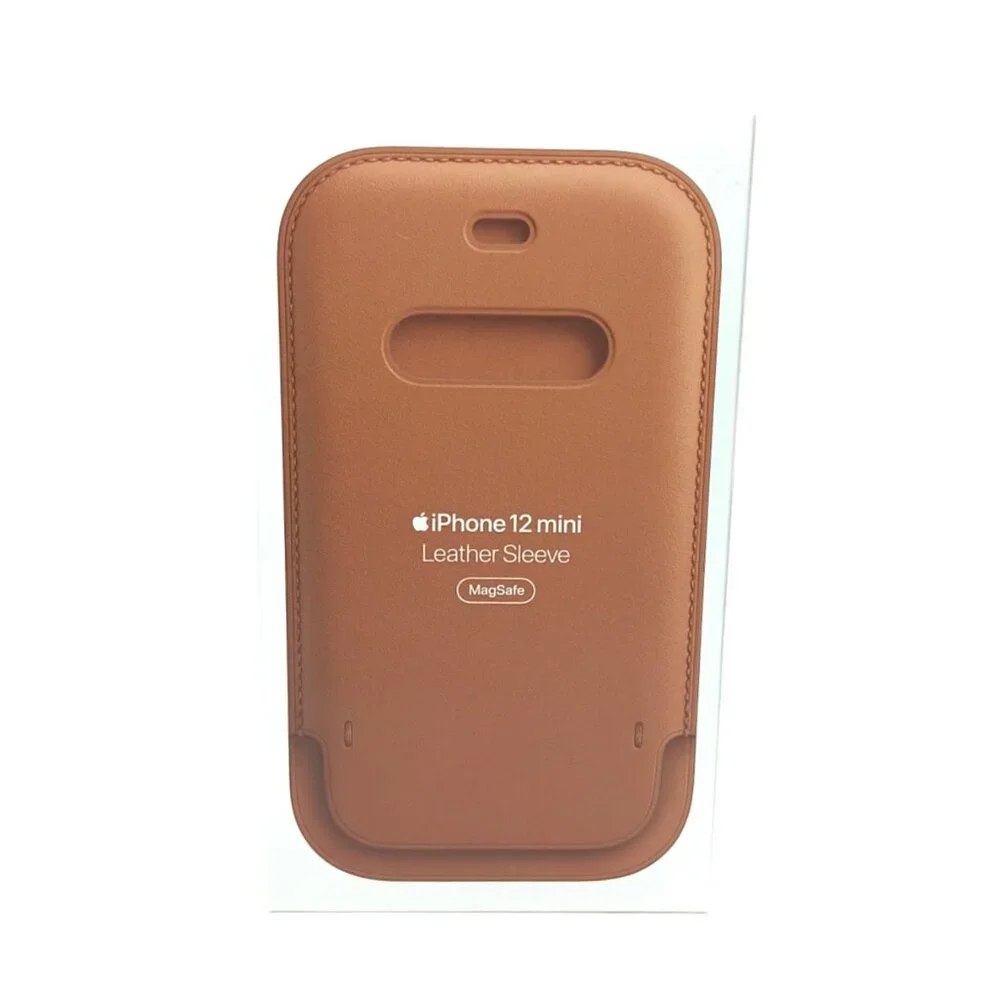 Apple Leather Sleeve For iPhone 12 Mini Saddle Brown MagSafe Genuine Leather New